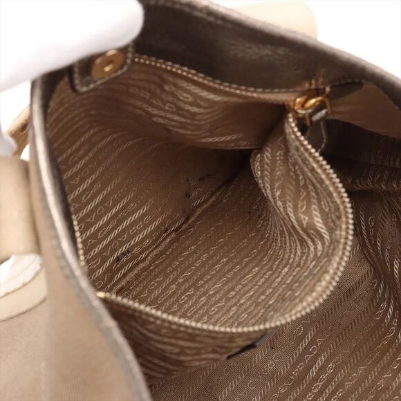 Prada Logo Jacquard 2WAY Tote Bag Crossbody Shoulder Beige Business Commuting - Picture 9 of 11